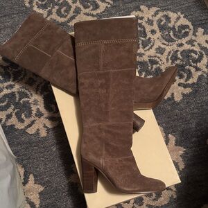 Coach Gray Suede Heeled Boots